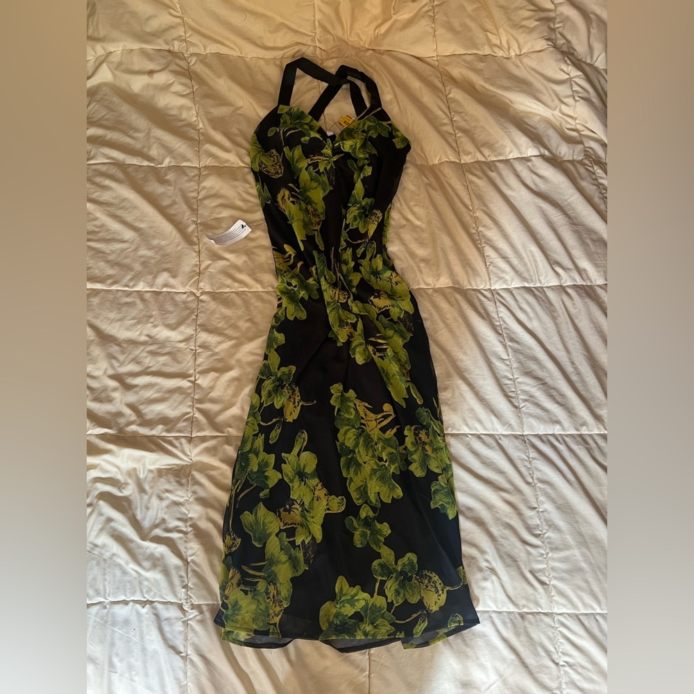 Topshop Black and Green Floral Dress- NWT